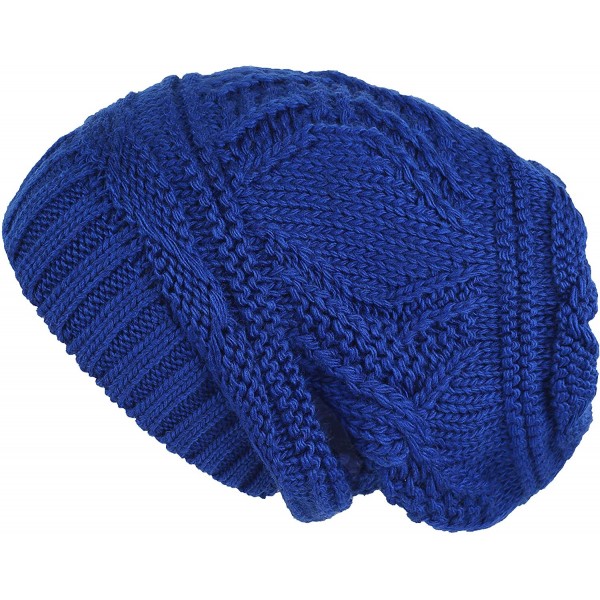 Skullies & Beanies Knit Slouchy Oversized Soft Warm Winter Beanie Hat - Royal - C112MRKZP9X $10.98