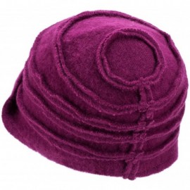 Berets Solid Color 1920s Womens 100% Wool Flower Winter Bucket Cap Beret Hat A376 - Dark Purple - CO12N1J7VBG $16.99