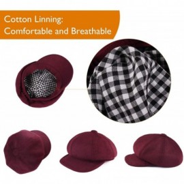 Newsboy Caps Women's Newsboy Cap Paperboy Hat Winter Wool Beret Hat Cabbie Fiddler Hat - Wine Red - CQ18EZMH9YQ $20.78