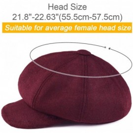 Newsboy Caps Women's Newsboy Cap Paperboy Hat Winter Wool Beret Hat Cabbie Fiddler Hat - Wine Red - CQ18EZMH9YQ $20.78