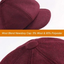 Newsboy Caps Women's Newsboy Cap Paperboy Hat Winter Wool Beret Hat Cabbie Fiddler Hat - Wine Red - CQ18EZMH9YQ $20.78