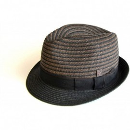 Fedoras Mens Summer Crushable Packable Straw Trilby Hat - Chocolate - CD12ESCYC3X $15.57