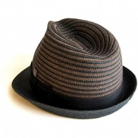 Fedoras Mens Summer Crushable Packable Straw Trilby Hat - Chocolate - CD12ESCYC3X $15.57