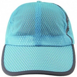 Baseball Caps Summer Quick Dry Mesh Baseball Cap Sports Cycling Running Fishing Golf Sun Hat - 2 Blue - CH12JROVEAZ $9.86