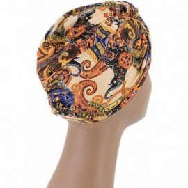 Skullies & Beanies Women's African Flower Pattern Shower Cap Boho Style Bath Hat Wide Band Sleep Headwear Bonnets for Women/G...