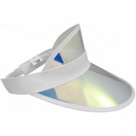 Visors Tennis Beach Colored Plastic Clear Sun Bingo Vegas Dealer Golf Casino Visor Hat - Silver Iridescent - CA18QA9R8CK $12.86