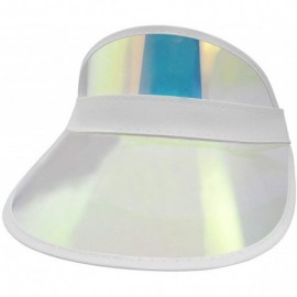 Visors Tennis Beach Colored Plastic Clear Sun Bingo Vegas Dealer Golf Casino Visor Hat - Silver Iridescent - CA18QA9R8CK $12.86