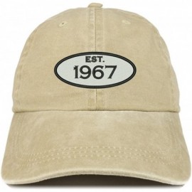 Baseball Caps Established 1967 Embroidered 53rd Birthday Gift Pigment Dyed Washed Cotton Cap - Khaki - CR180MY0A84 $18.34