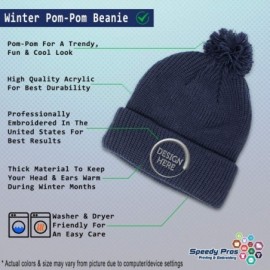 Skullies & Beanies Winter Pom Pom Beanie for Men & Women EMT Paramedic First Response Embroidery - Navy - CF18ZH6I98L $11.41