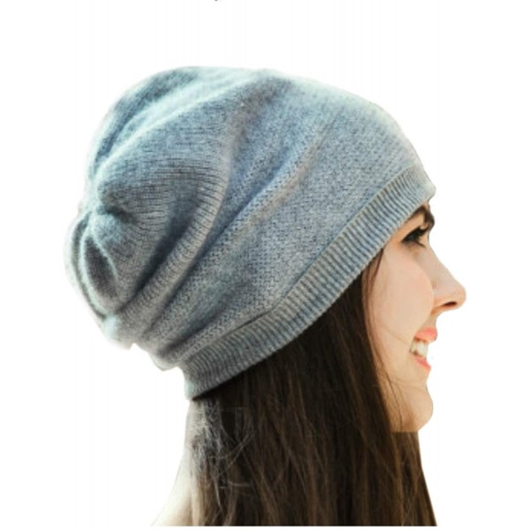 Skullies & Beanies 100% Cashmere Beanie for Women in a Gift Box- Oversized Women Beanie Hat - Grey - CB188HT82RN $35.12