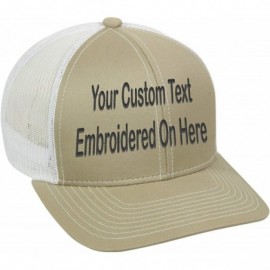 Baseball Caps Custom Trucker Mesh Back Hat Embroidered Your Own Text Curved Bill Outdoorcap - Tan/White - CV18K5KM2WG $18.34