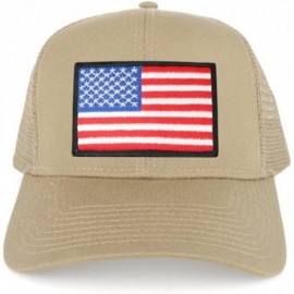 Baseball Caps XXL Oversize White Black Border USA Flag Patch Mesh Back Trucker Baseball Cap - Khaki - CZ18X84HLAO $14.92