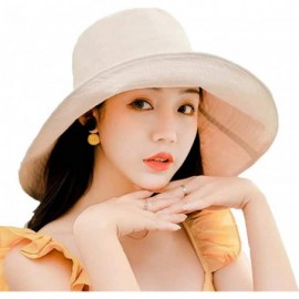 Sun Hats Womens Summer Foldable Cotton - Beige - CO18CY8NC2M $14.43