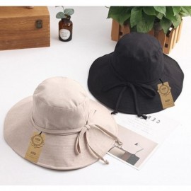 Sun Hats Womens Summer Foldable Cotton - Beige - CO18CY8NC2M $14.43