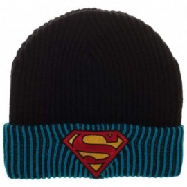 Skullies & Beanies Superman Logo Knit Winter Beanie Hat Black - CZ188Q0U42Y $14.83