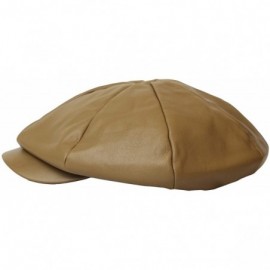 Newsboy Caps Newsboy Hat Cabbie Beret Driving Applejack Cap Faux Leather LDG1223 - Yellow - C518Y04UW63 $20.33