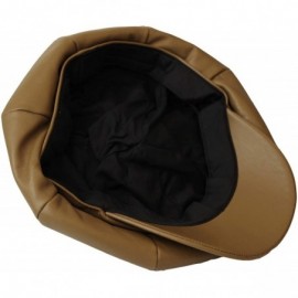 Newsboy Caps Newsboy Hat Cabbie Beret Driving Applejack Cap Faux Leather LDG1223 - Yellow - C518Y04UW63 $20.33