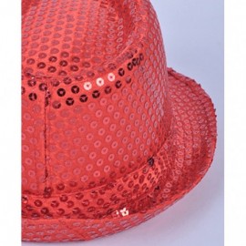 Fedoras Solid Color Sequins Fedora Hat - Orange - CO11DNXCEQ1 $11.43