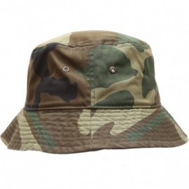 Bucket Hats Summer 100% Cotton Stone Washed Packable Outdoor Activities Fishing Bucket Hat. - Woodland - CG182AKDHK9 $10.24