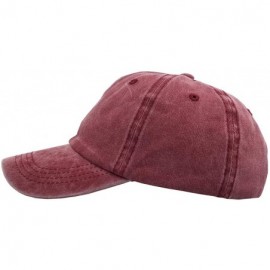 Baseball Caps Womens Cotton Distressed High Ponytail Baseball Messy Bun Cap Washed Ponycap - Wine - C118NI5CHTK $8.28