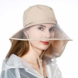 Rain Hats Women Waterproof Rain Hat Protection Chin Strap Trasparent Visible Visor - 99046_khaki Beige - CT18RR5GGWI $41.44