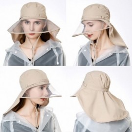 Rain Hats Women Waterproof Rain Hat Protection Chin Strap Trasparent Visible Visor - 99046_khaki Beige - CT18RR5GGWI $21.26