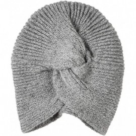Skullies & Beanies Women's Cable Knit Turban Beanie Chemo Hat - Grey - CI18W4EOWZ4 $11.40