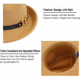 Fedoras Mens/Women FashionTrilby Hat Panama Style Short Brim Fedora - B- Camel - CJ1938M99ZZ $23.18