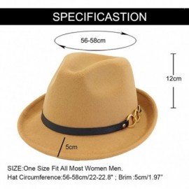 Fedoras Mens/Women FashionTrilby Hat Panama Style Short Brim Fedora - B- Camel - CJ1938M99ZZ $13.65