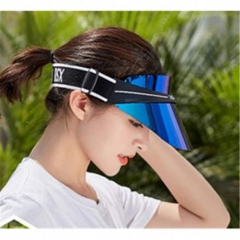 Sun Hats Plastic Sun Visor UV Hat Protection Cap Hologram Wide Brim Outdoor Sports Headband Cap - Pink - CQ18UCGL7RA $15.82