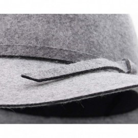 Fedoras Women's Wide Brim Wool Ribbon Band Floppy Hat - Light Grey - CG18ADL3E9H $40.47