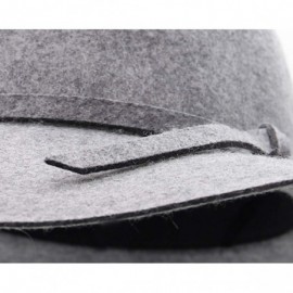 Fedoras Women's Wide Brim Wool Ribbon Band Floppy Hat - Light Grey - CG18ADL3E9H $20.24