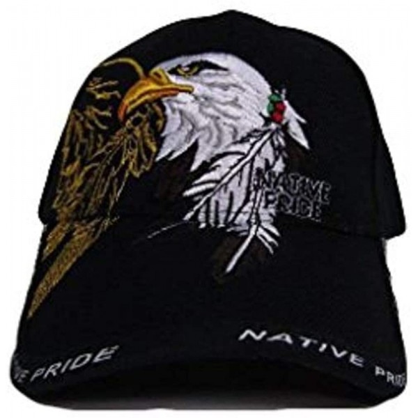 Baseball Caps Native American Eagle Indian Native Pride Shadow Black Ball Cap 3D Embroidered Hat - CP186DUQCER $8.86