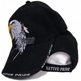 Baseball Caps Native American Eagle Indian Native Pride Shadow Black Ball Cap 3D Embroidered Hat - CP186DUQCER $8.86