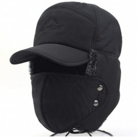 Balaclavas Faux Fur Cap Hat Visor Windproof Ski Balaclava Cover Men Women - Black - CG18A62CE8L $12.04