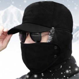 Balaclavas Faux Fur Cap Hat Visor Windproof Ski Balaclava Cover Men Women - Black - CG18A62CE8L $12.04