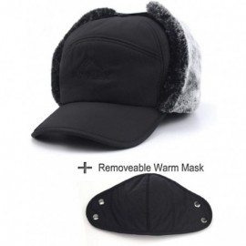 Balaclavas Faux Fur Cap Hat Visor Windproof Ski Balaclava Cover Men Women - Black - CG18A62CE8L $12.04