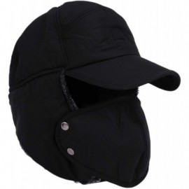 Balaclavas Faux Fur Cap Hat Visor Windproof Ski Balaclava Cover Men Women - Black - CG18A62CE8L $12.04