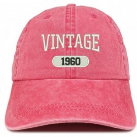 Baseball Caps Vintage 1960 Embroidered 60th Birthday Soft Crown Washed Cotton Cap - Red - C6180WUE440 $14.81