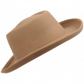 Fedoras Women's Gambler Felt Hat - Camel - C712O0WMW5E $44.49