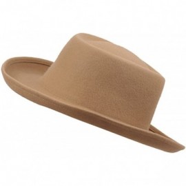 Fedoras Women's Gambler Felt Hat - Camel - C712O0WMW5E $44.49