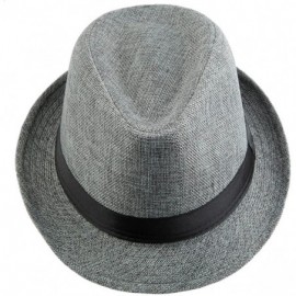 Fedoras Fedora Hats for Women Men-Braid Straw Short Brim Jazz Panama Cap - 01-light Blue - CZ12GBK4Z87 $29.51