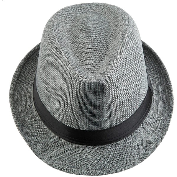 Fedoras Fedora Hats for Women Men-Braid Straw Short Brim Jazz Panama Cap - 01-light Blue - CZ12GBK4Z87 $14.75