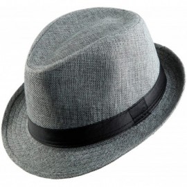 Fedoras Fedora Hats for Women Men-Braid Straw Short Brim Jazz Panama Cap - 01-light Blue - CZ12GBK4Z87 $14.75