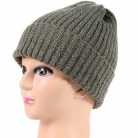 Skullies & Beanies Winter Mens Skull Cap Thick Soft Cable Knit Beanie Hats - Blackish Green - CO18HDQDT0M $10.84