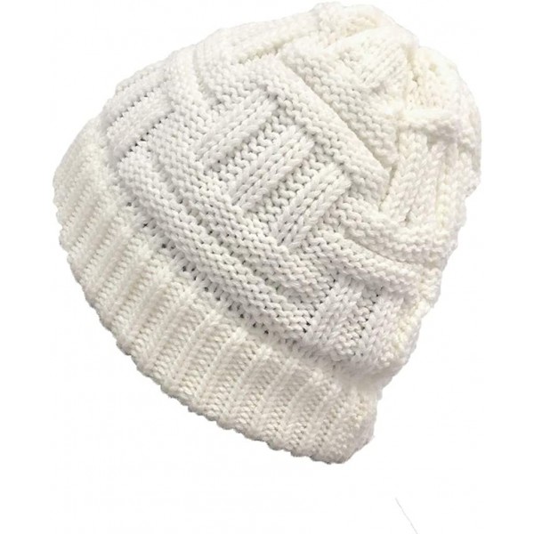 Skullies & Beanies New Women Keep Warm Winter Casual Knitted Hat Wool Hemming Hat Ski Hat - White5 - CN1932KY372 $7.57