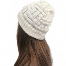 Skullies & Beanies New Women Keep Warm Winter Casual Knitted Hat Wool Hemming Hat Ski Hat - White5 - CN1932KY372 $7.57