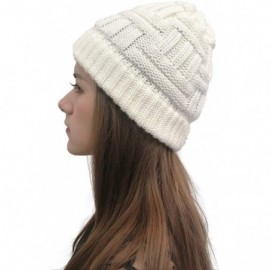 Skullies & Beanies New Women Keep Warm Winter Casual Knitted Hat Wool Hemming Hat Ski Hat - White5 - CN1932KY372 $7.57