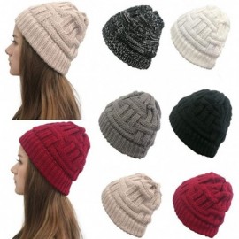 Skullies & Beanies New Women Keep Warm Winter Casual Knitted Hat Wool Hemming Hat Ski Hat - White5 - CN1932KY372 $7.57