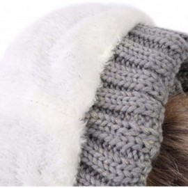 Skullies & Beanies Fleece Lined Women Winter Beanie Hats Faux Fur Pom Pom Beanie Hat - Beige Tan - CD18I5SC8GK $7.30